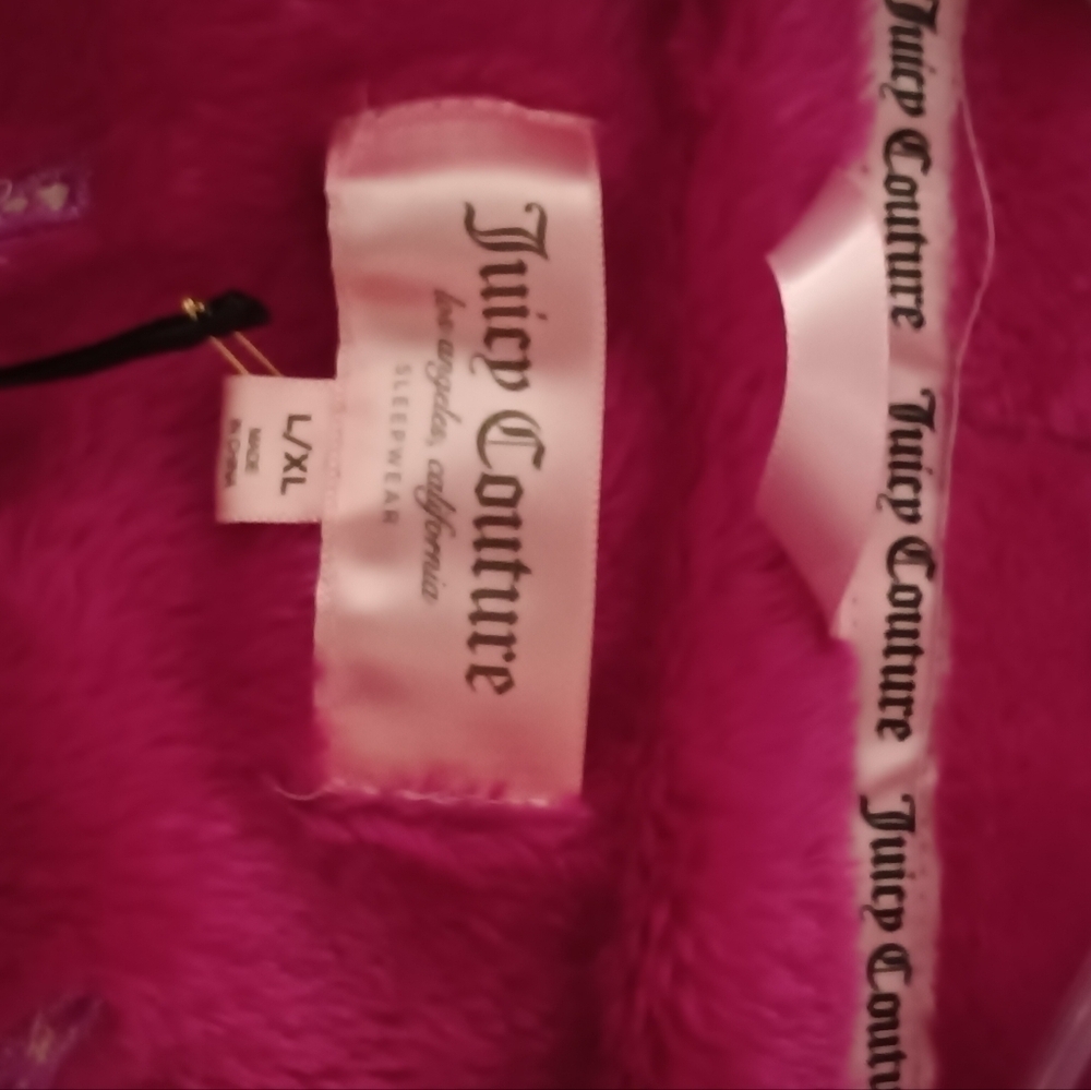 Juicy Couture Pink Plush Robe L/XL NWT - Picture 9 of 12